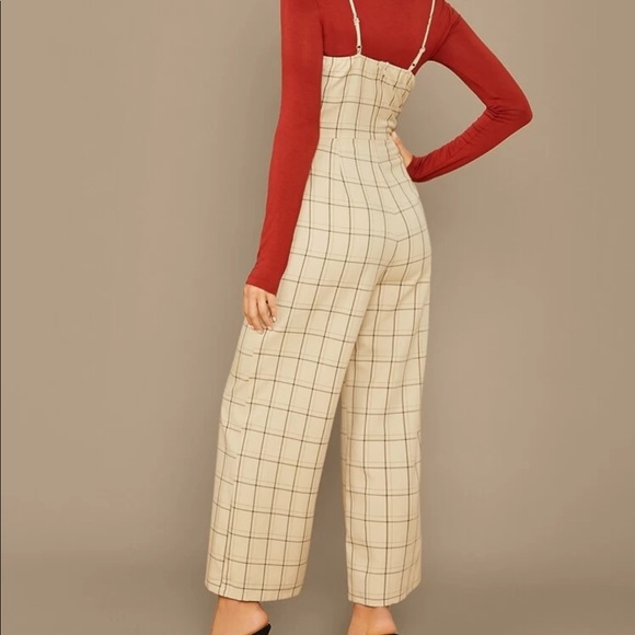 LAST ONE SALE Grid Print Wide Leg Jumpsuit - Picture 3 of 7